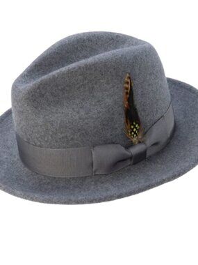 H Black Lightfelt wool felt pinch crown fedora hat by Montique  H-60